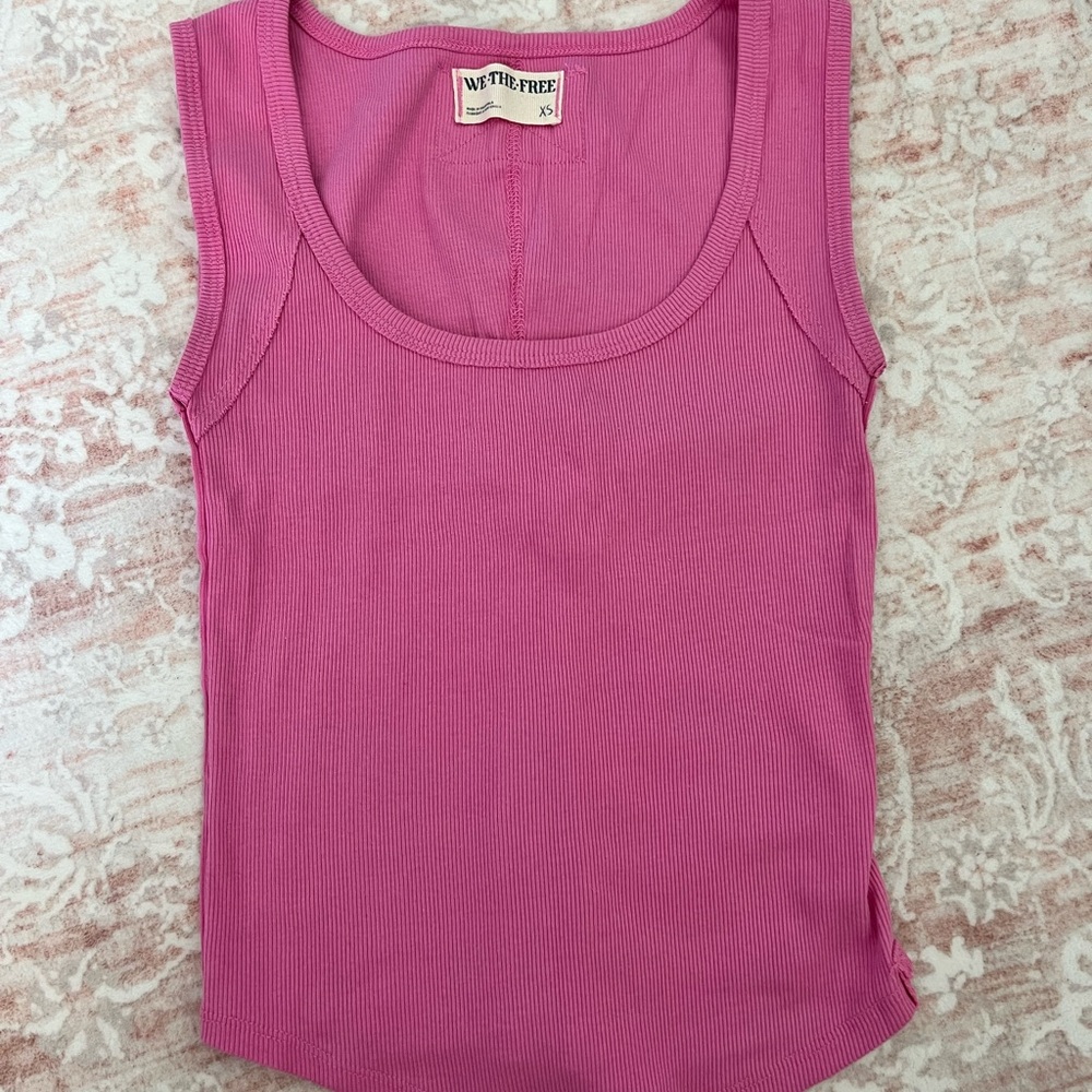 We The Free Pink Ribbed Tank Top